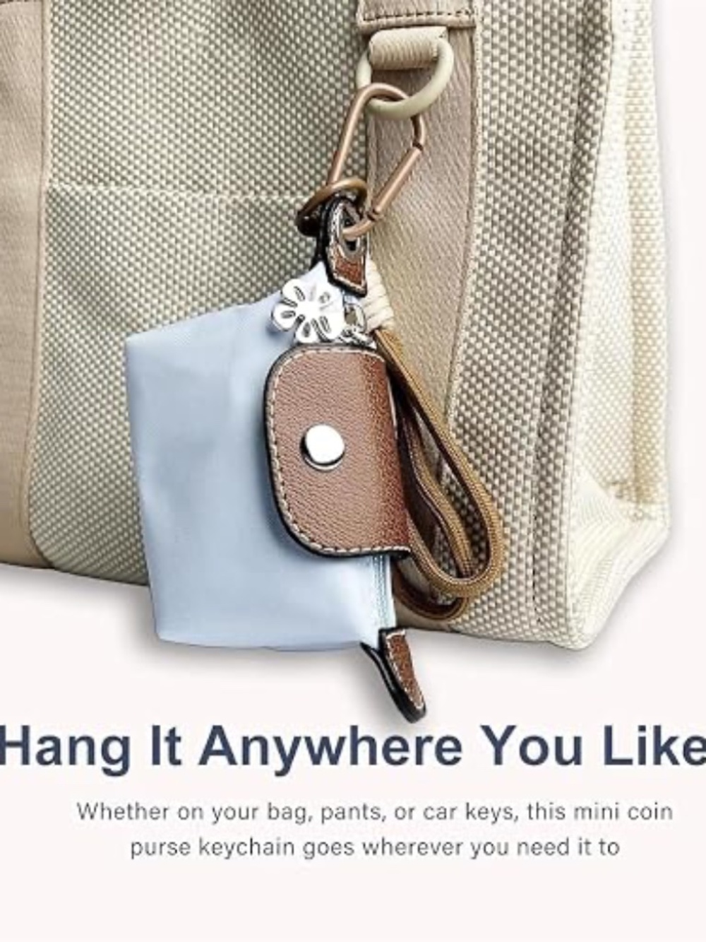 Mini Nylon Dumpling Bag Dark Blue Detachable Nylon Wrist Strap Mini Wristlet - Picture 6 of 14